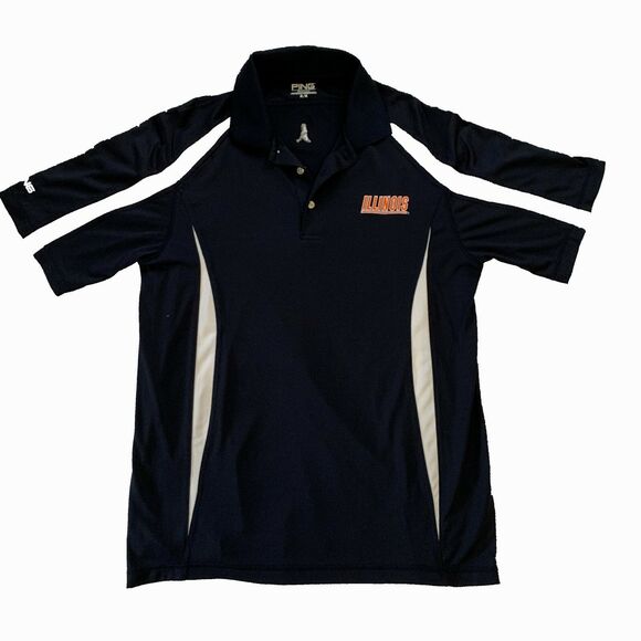 PING Mens Performance Polo Size Medium Golf Illinois Logo Gorpcore Short Sleeve - Picture 1 of 5